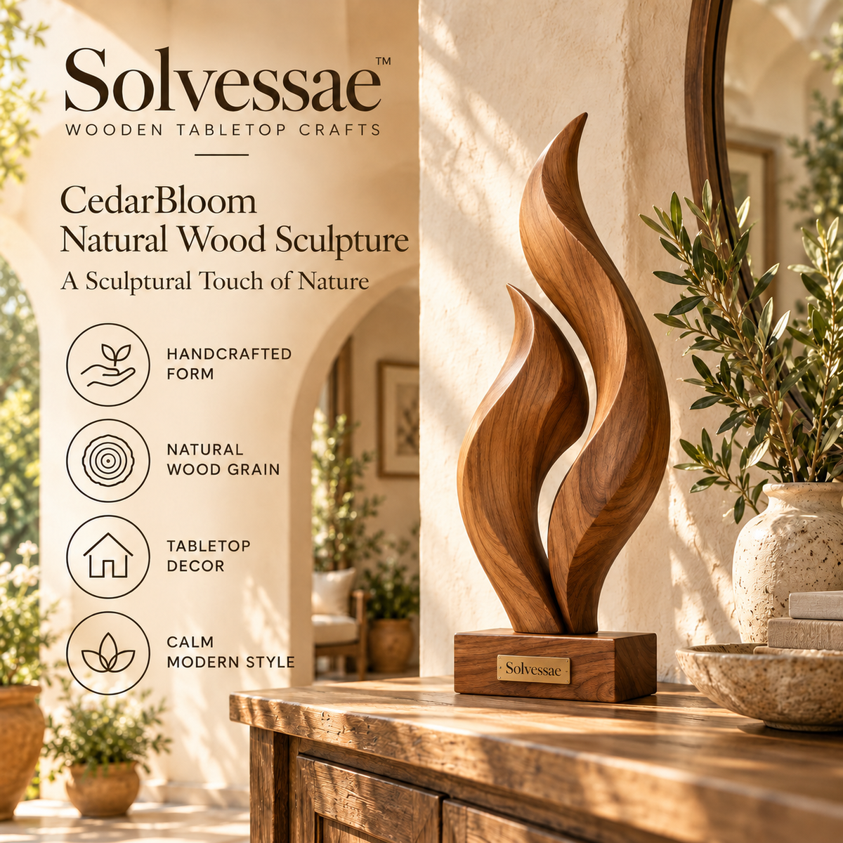 Calvirezx™ CedarBloom Natural Wood Sculpture