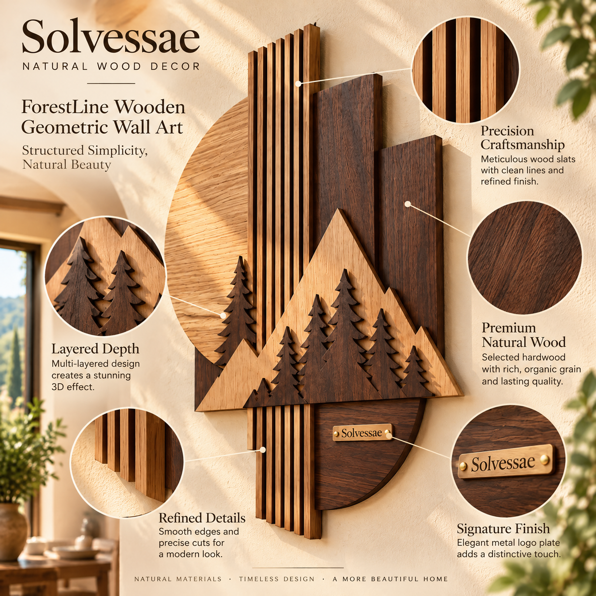Calvirezx™ ForestLine Wooden Geometric Wall Art