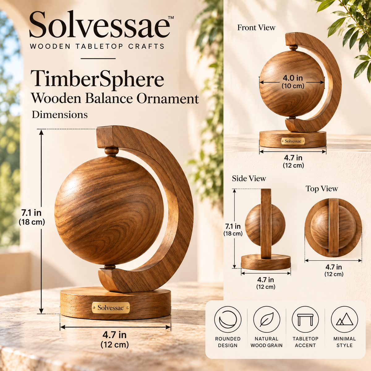 Calvirezx™ TimberSphere Wooden Balance Ornament