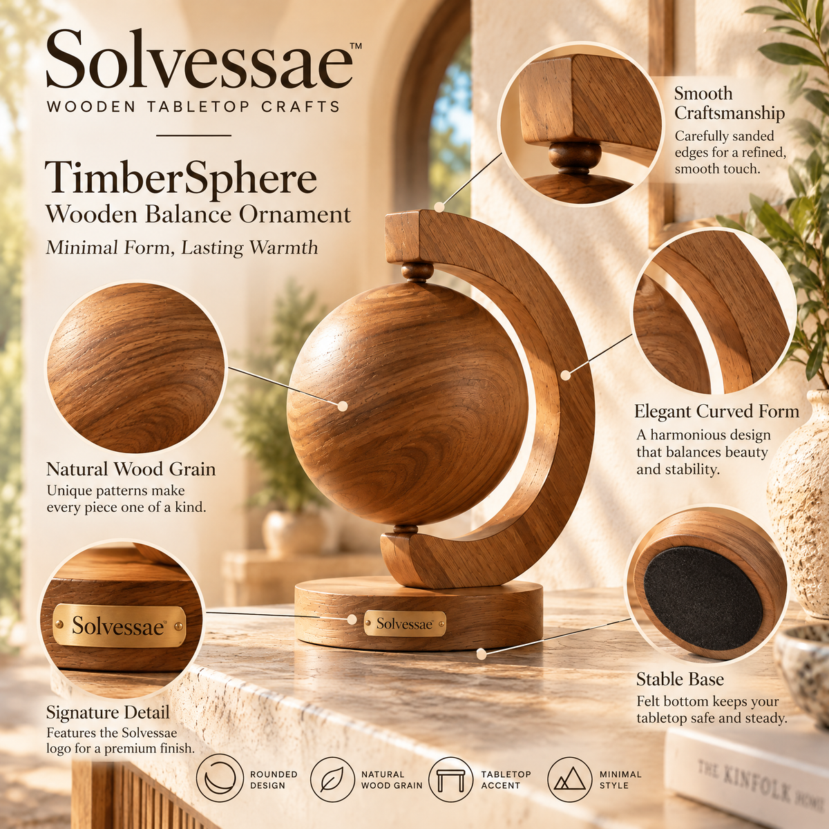 Calvirezx™ TimberSphere Wooden Balance Ornament