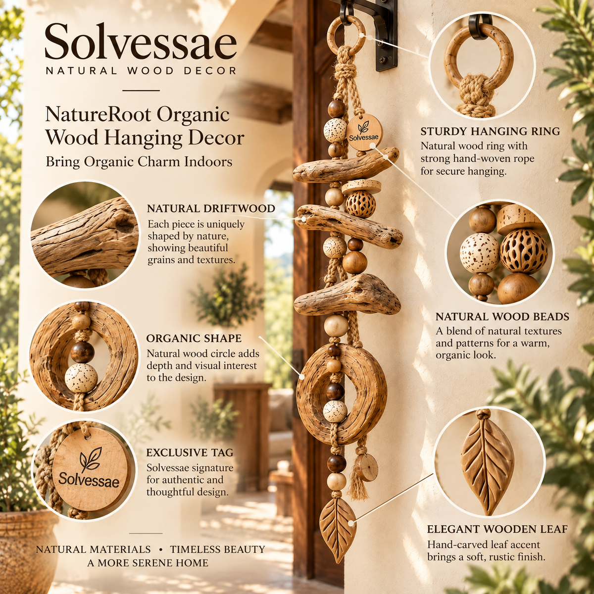 Calvirezx™ NatureRoot Organic Wood Hanging Decor
