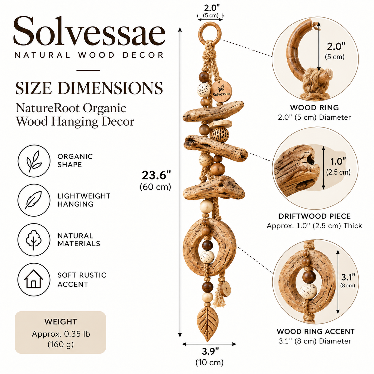 Calvirezx™ NatureRoot Organic Wood Hanging Decor