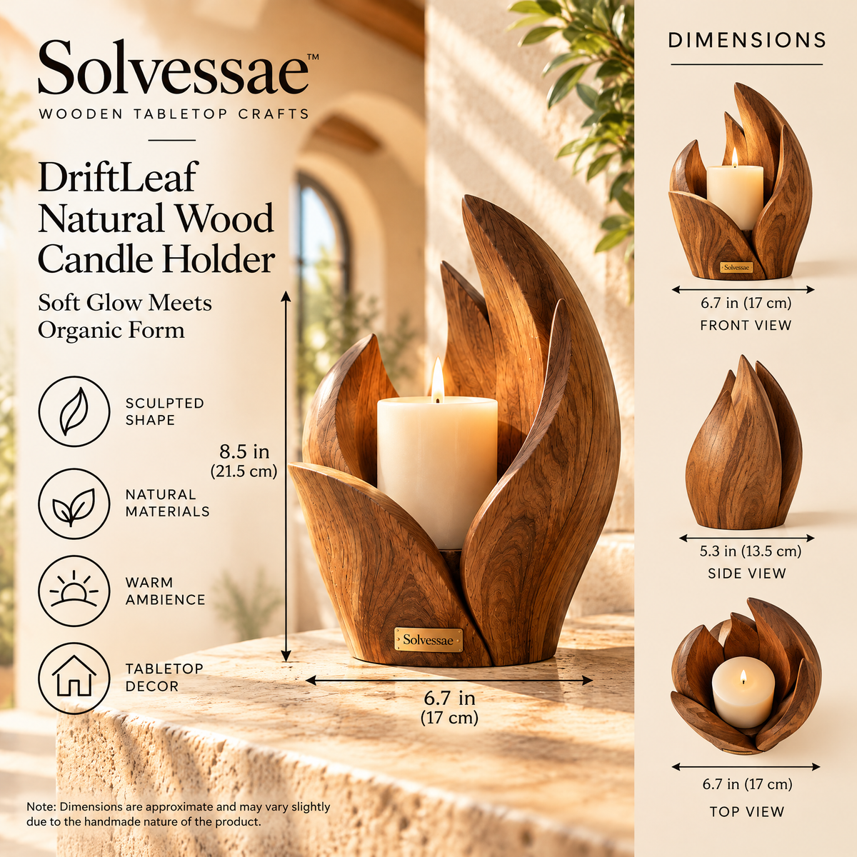 Calvirezx NatureArc Wooden Decorative Candle Base