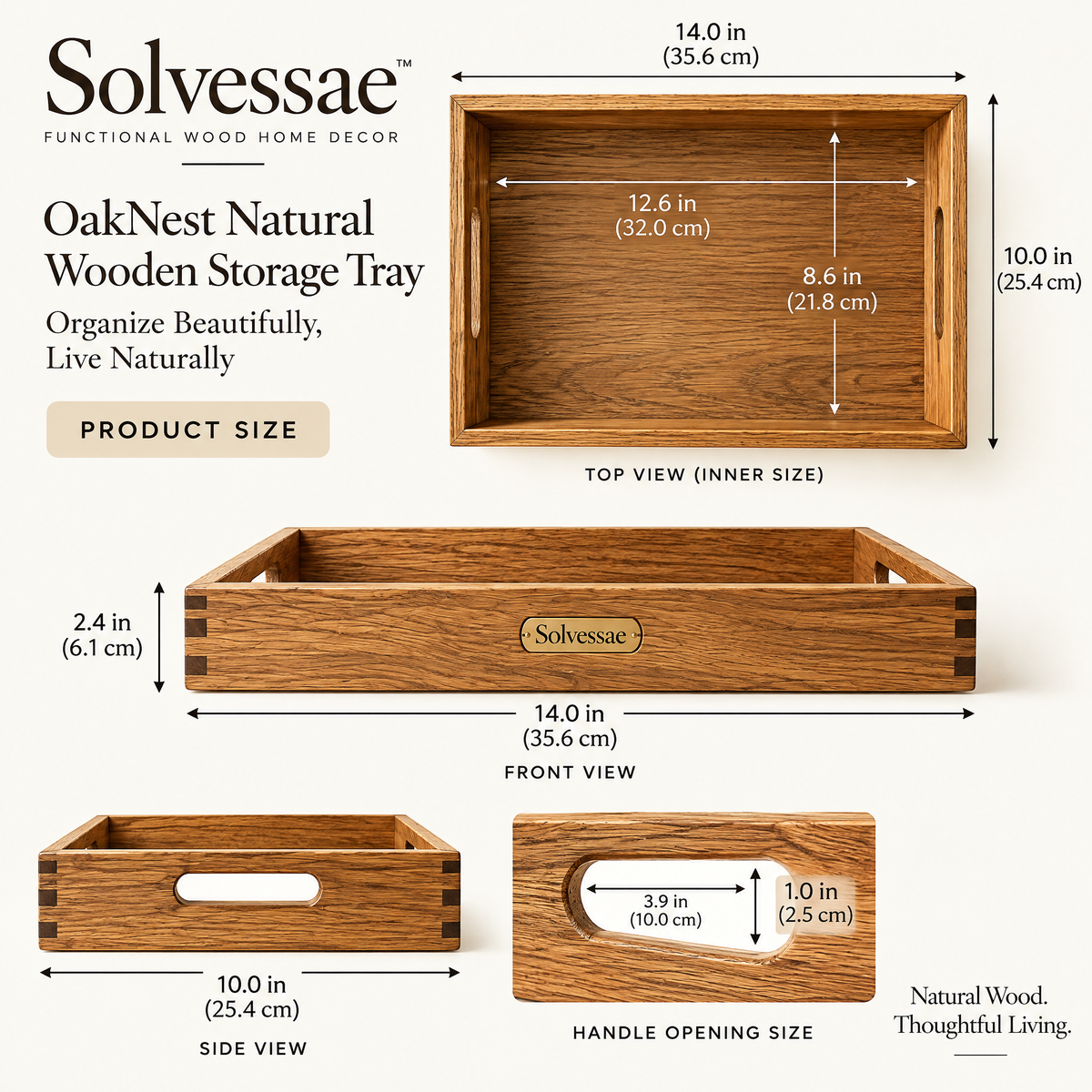 Calvirezx™ OakNest Natural Wooden Storage Tray