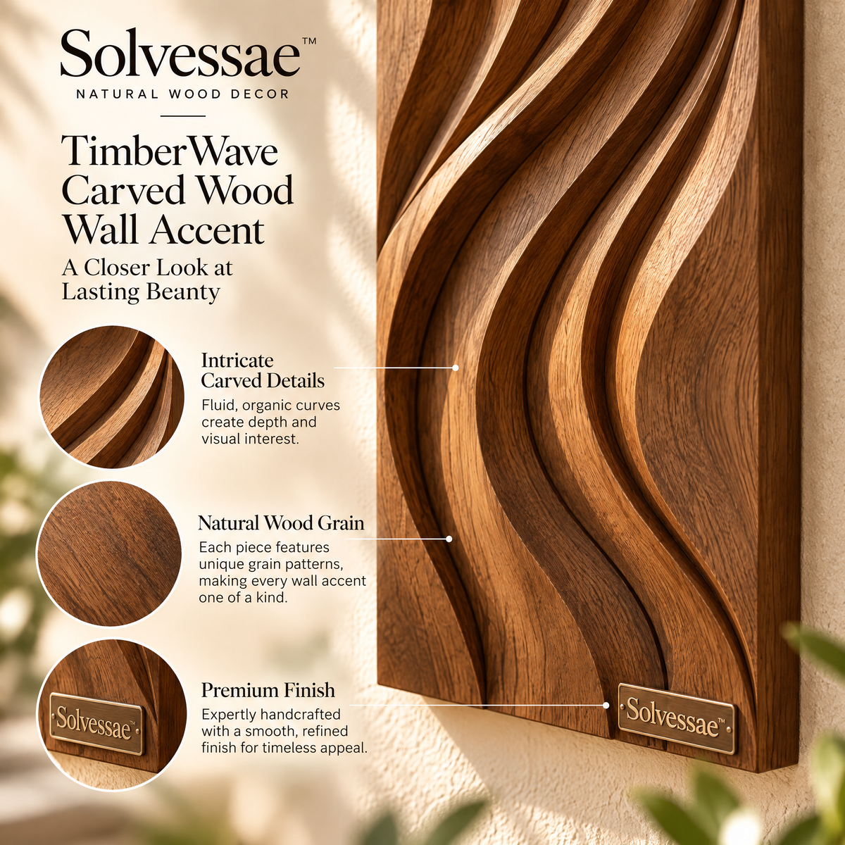 Calvirezx™ TimberWave Carved Wood Wall Accent